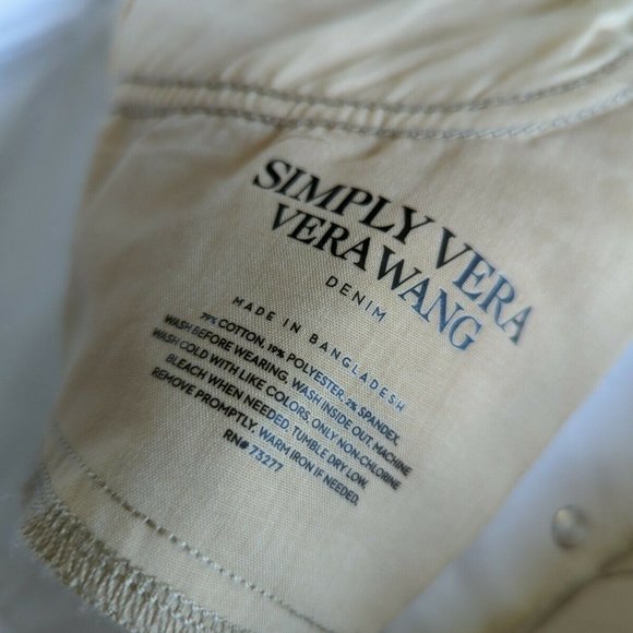 Simply Vera Wang Button Fly Skinny Mid-rise White Denim Jeans Size 14 - Picture 8 of 12